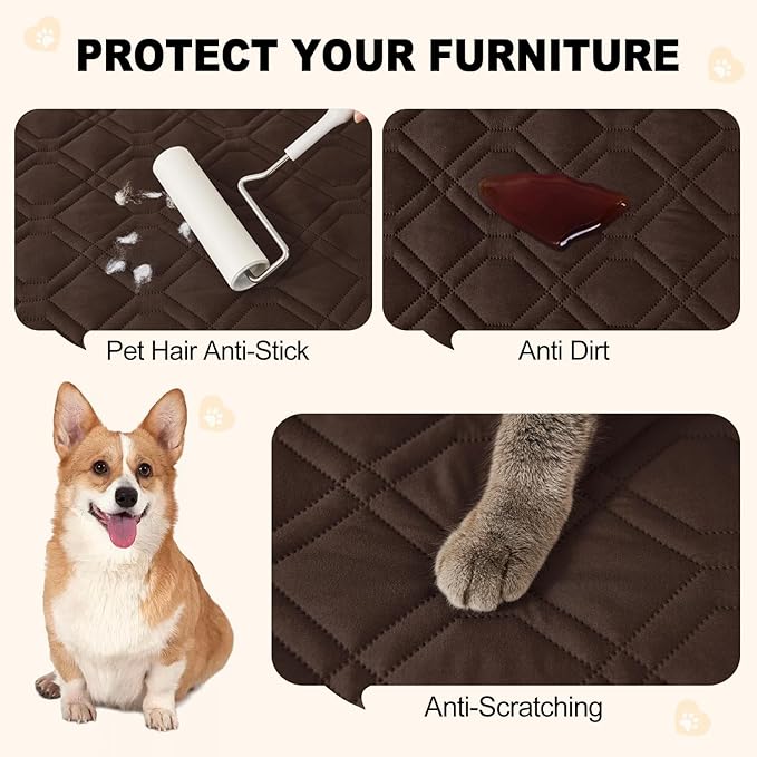 Smiry Waterproof Dog Blanket, 30x70 Inch Soft Pet Bed Cover Reversible, Washable Sofa Couch Furniture Protector for Small Medium Large Dog Puppy Cat, Chocolate/Dark Grey