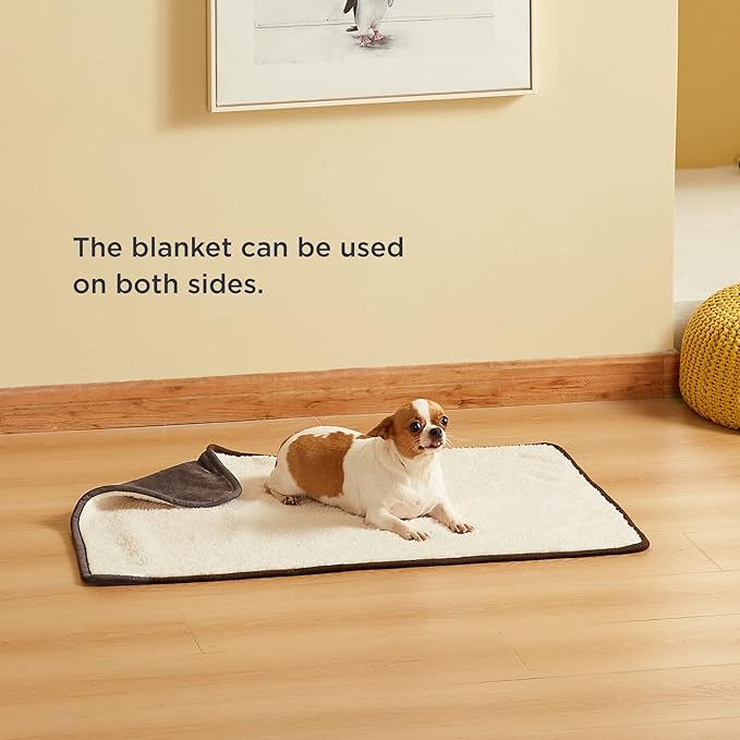 Bedsure Waterproof Dog Blankets for Small Dogs - Small Cat Blanket Washable for Couch Protection, Sherpa Fleece Puppy Blanket, Soft Plush Reversible Throw Furniture Protector, 25x35, Coffee Brown