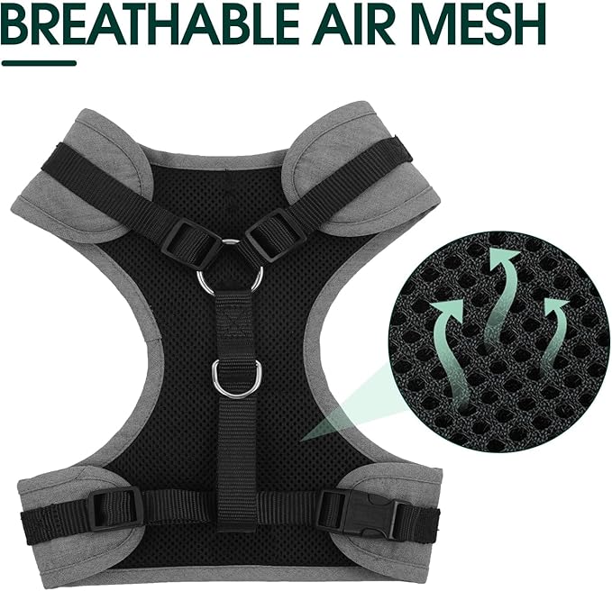 Kuoser Tuxedo Dog Harness, Adjustable No Pull for Small Medium Dogs, Wedding Suit with Bow Tie Party Costume, Gray XS