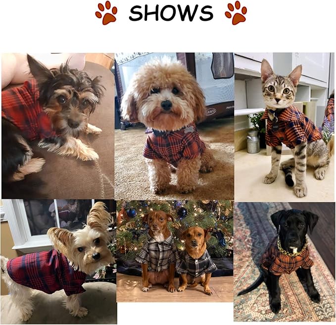 Dog Shirt Plaid for Small Dogs Cats Puppy Boy Girl Dog Clothes Soft Pet T-Shirt Breathable Cat Shirt Clothes Tee Adorable Halloween Thanksgiving [Blue#2; 2XL]