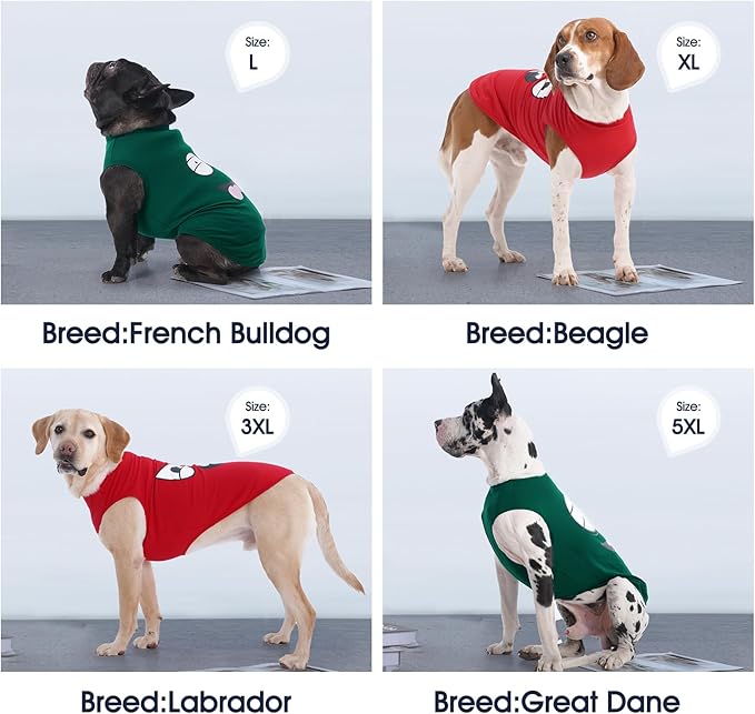 IECOii 2 Pack Pet Tank Top Tee Sleeveless| 2X-Large|Summer Dog Clothes Apparel,Pet Funny Costume Doggy T-Shirts Clothing for Large Dog Puppy Outfit Keep Body Heat Hot Weather Camp Hiking, Red+Green