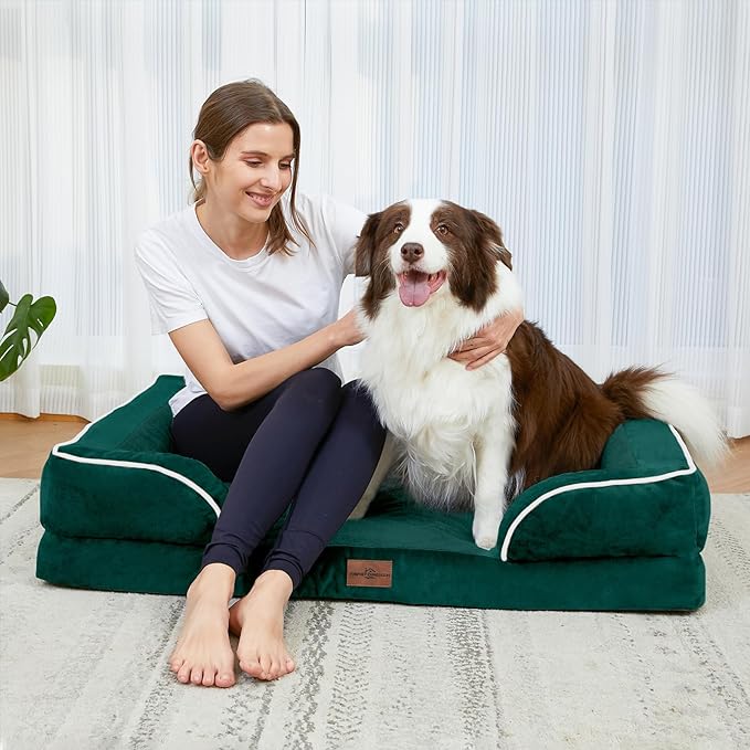 Comfort Expression Small Dog Beds Waterproof Orthopedic Foam Sofa Beds for Small Dogs Comfy Pet Bed with Washable Removable Cover & Non-Slip Bottom(XX-Small,Emerald)