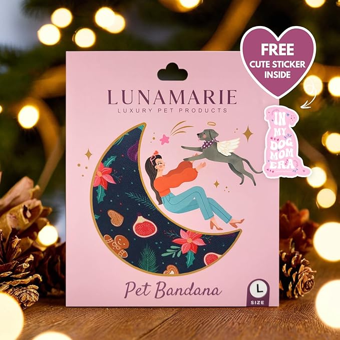 Luxury Pet Birthday Bandanas -Premium & Silky Poly Fabric | 100% Handmade | Custom Shape Dual Layered (Gingerbread & Figs, Small)