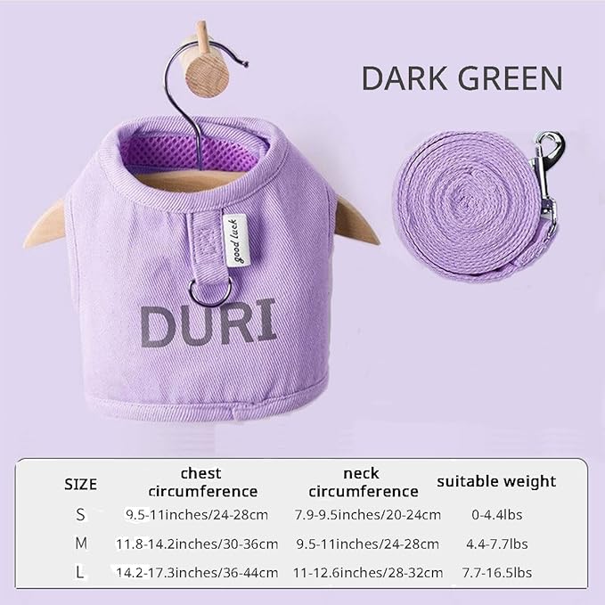 MANON ROSA Rabbit Harness and Leash Set - Escape-Proof Adjustable Vest Harness for Dwarf Bunnies, Soft Padded Conejos Collar with Safety Buckle, Small Animal Walking Accessories