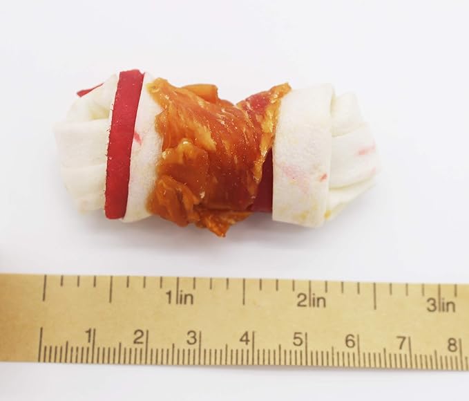 Dog Treats Chicken Wrapped Rawhide Bones for Small Dog Treats Puppy Chews Snacks Promotes Healthy Chewing Chicken Wrapped Knot 2.5" 1lb
