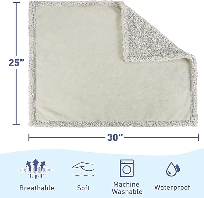 Kritter Planet Waterproof Puppy Blanket for Small Dogs, Pee Proof Sherpa Fleece Pet Blanket, Reversible Cover for Couch Bed, Liquid Proof Furniture Protector