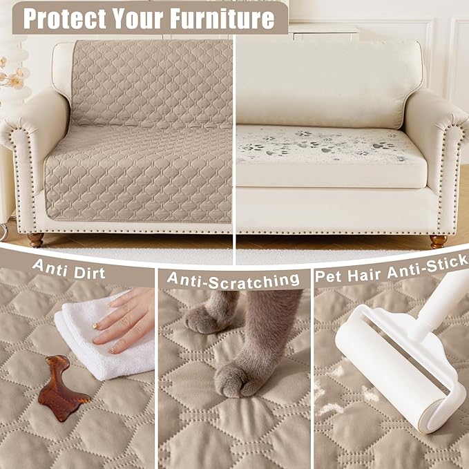 Smiry Waterproof Dog Bed Cover Blanket, Soft Reversible Pet Blanket, Washable Leakproof Cats Dogs Couch Cover for Sofa, Couch, Furniture (40x50 Inch, Taupe/Beige)