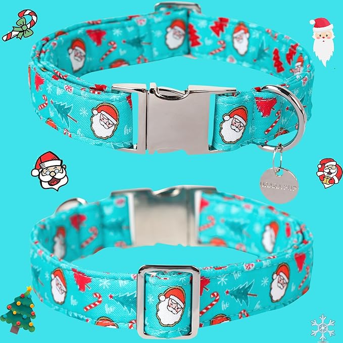Christmas Dog Collar, Christmas Collar for Puppy Girl Boy Dog or Cat, Holiday Dog Collar with Durable Metal Buckle, Cute Pet Collar, L