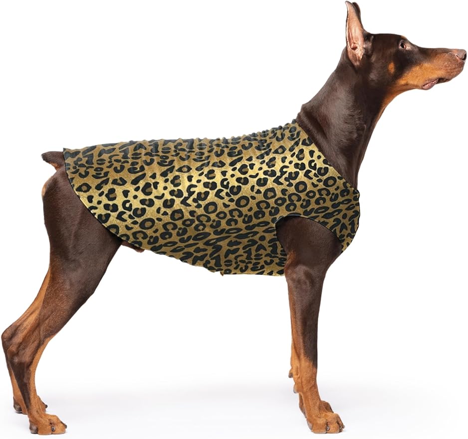 Stretch Fleece Dog Coat, Stretchy Pet Sweater, Machine Washable Pullover for Winter and Fall, Leopard, 24