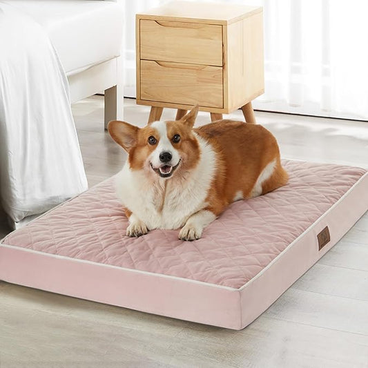 WNPETHOME Orthopedic Dog Bed - Extra Large Waterproof with Removable Cover & Anti-Slip Bottom, Egg Crate Foam Mat, Multi-Needle Quilting XL Dog Crate Bed