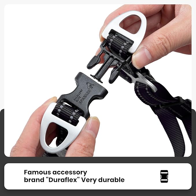 EXCELLENT ELITE SPANKER No Pull Dog Harness Adjustable Nylon Step-in Easy Pet Vest Chest Strap with Reflective and Leash Ring for Small Medium Large Breed Dogs Training Walking(Black-S)