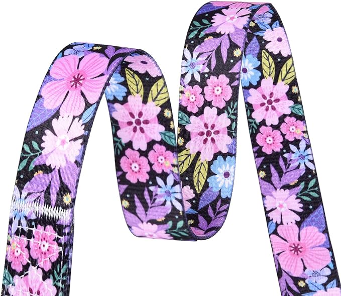 Dog Collar and Leash Set with Bohemia Floral Tribal Geometric Patterns - Soft Ethnic Style Collar Adjustable for Small Medium Large Dogs(Pink Floral Set,M)