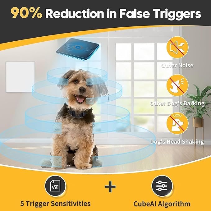 Tiniest Bark Collar for Small Dogs 5-15lbs, Only 1.6 * 1in & 0.42oz, No Shock with Vibration &Sound, Extra Small & Rechargeable, 5 Sensitivity Levels（Black）