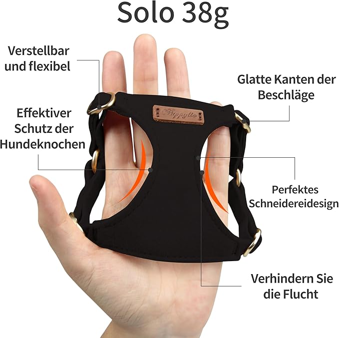 Puppytie No Pull Small Dog Harness with Multifunction Dog Leash,Lightweight Soft Adjustable No Choke Escape Proof Pet Harness Vest Pet Harness Vest,Black,S