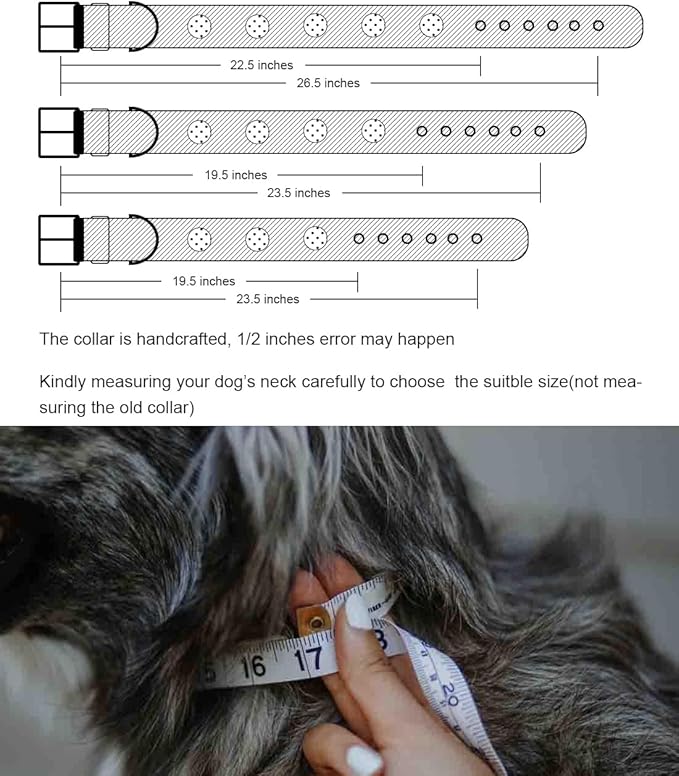Leather Dog Collar, 2 inches Wide Heavy Duty Genuine Leather Collars, Handmade, Soft, and Luxury, Eye-catching Best Choice for Large and Medium Breed Dogs, Black 16.5-20.5 inches