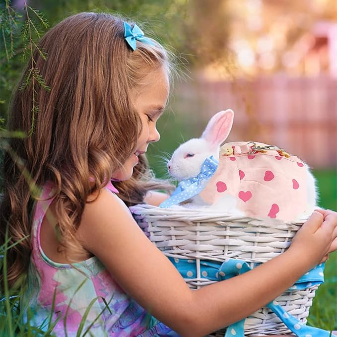 Guinea Pig Clothes,Soft Bunny Ferret Clothes with Pet Rabbit Harness and Leash Mini Hat Bag Cute Brooch for Kitten Small Animal Collars