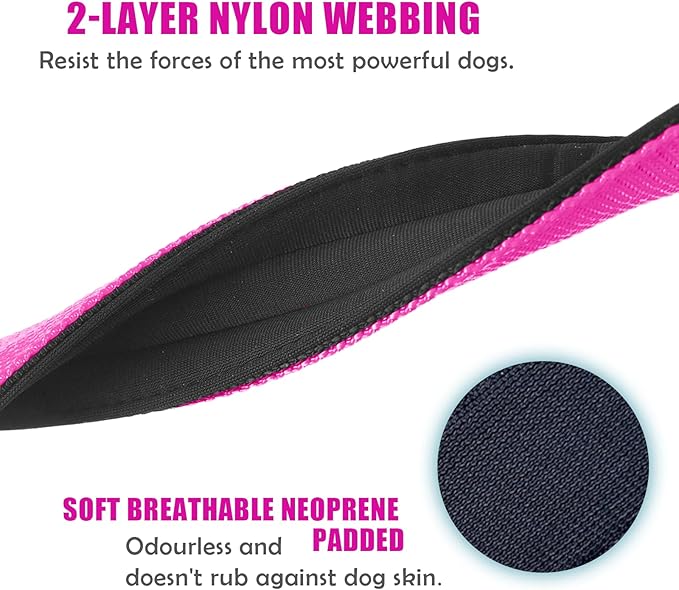 Heavy Duty Tactical Dog Collar - 1.5" Width Military Durable Thick Nylon with Adjustable Metal D Ring & Buckle Working Training K9 Collar for Medium Large Dogs (XL(23"-26"), Hot Pink)