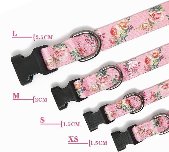 Timos Dog Collar, Adjustable Soft Dog Collar for Small Medium Large Dogs, Patterned Puppy Collars with Quick Release Buckle for Boy and Girl Female Dogs,S Length 9.84''-14.96'