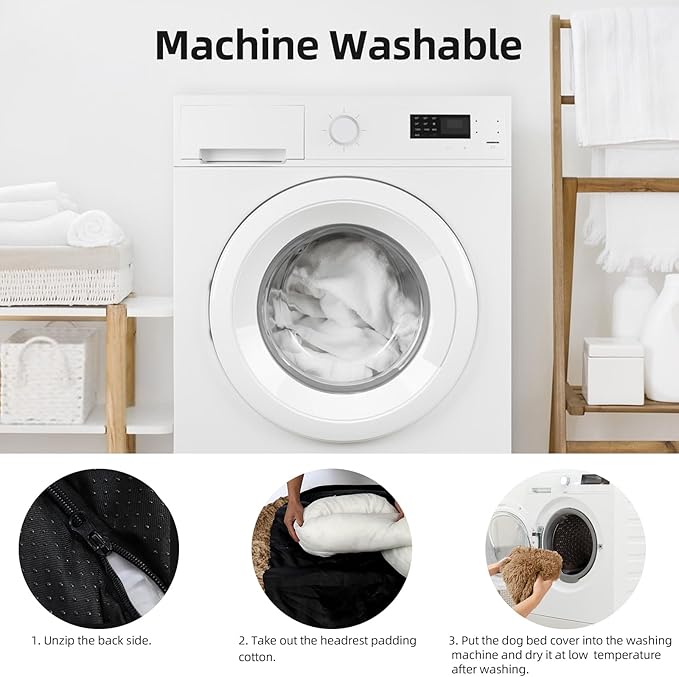 Calming Dog Bed Fluffy Plush Dog Mat for Furniture Protector with Removable Washable Cover for Large Medium Small Dogs and Cats (Large, Brown)