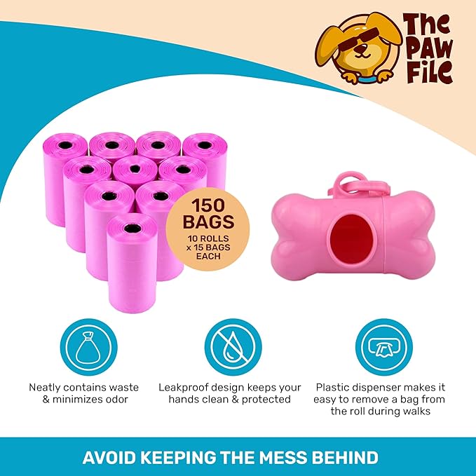 Dog Harness and Leash Set - No Pull Vest & Reflective Leash with Foam Handle, Adjustable Oxford Halter, for Walking & Training - Includes 150 Poop Bags & Bone-Shaped Dispenser - Pink, S