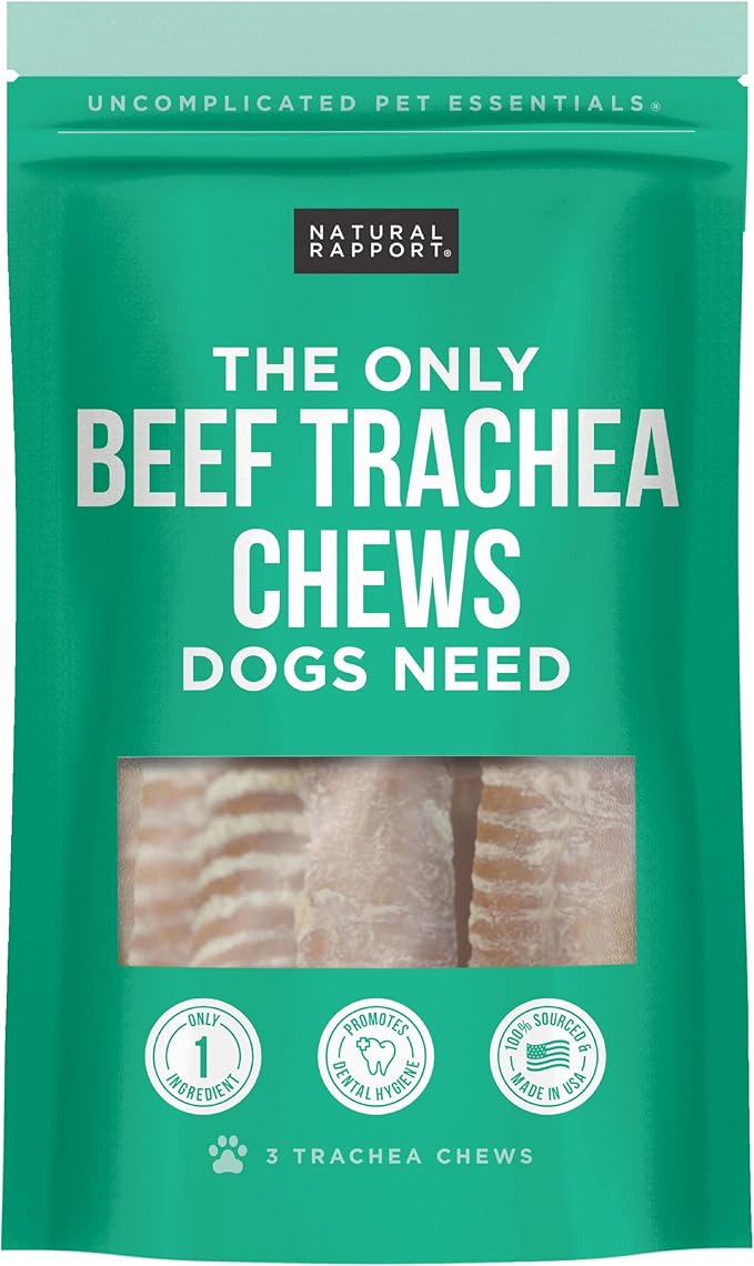 Natural Rapport Beef Trachea Dog Treats - The Only Beef Trachea Chews Dogs Need - All Natural Dog Treats for Small and Large Dogs (3 Chews)