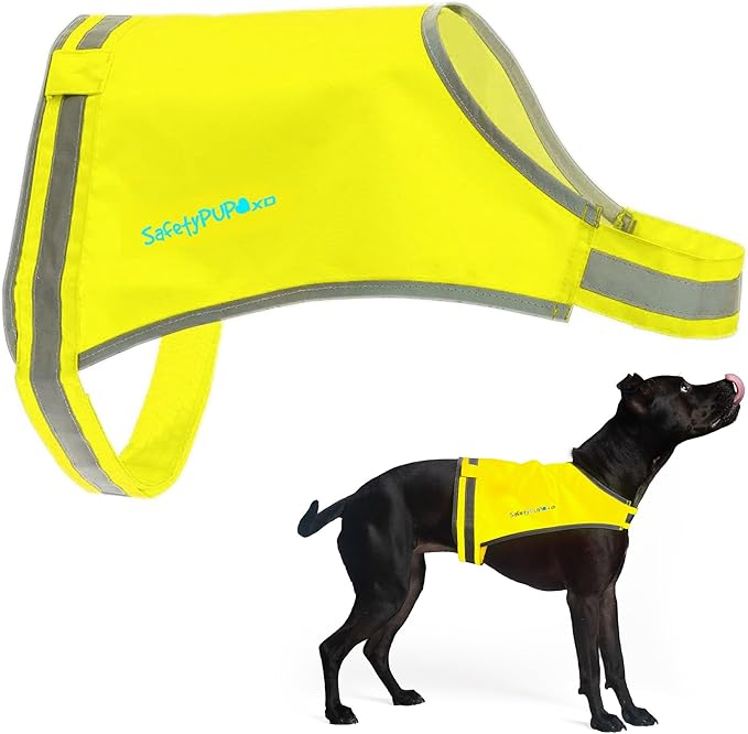 Lite Dog Vest. Coverage to Mid Back. Reflective Hi Visibility Fluorescent Yellow Fabric Helps to Keep Them in Sight and Safe On and Off Leash.