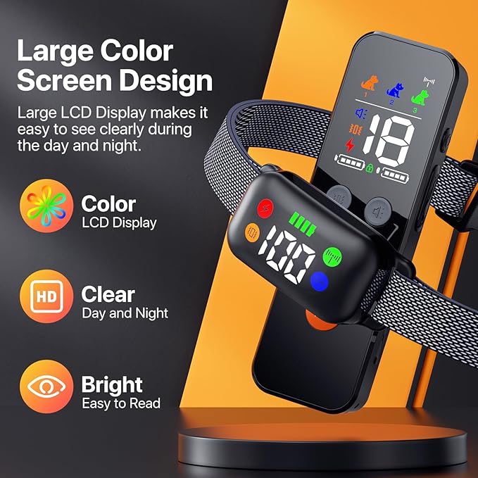 Dog Training Collar, Dog Shock Collar with Remote Control for Medium Large Dogs 40-120lbs, IP68 Waterproof Shock Collar for Dogs with Beep Vibration Shock & Safety Lock (Matte BLK)