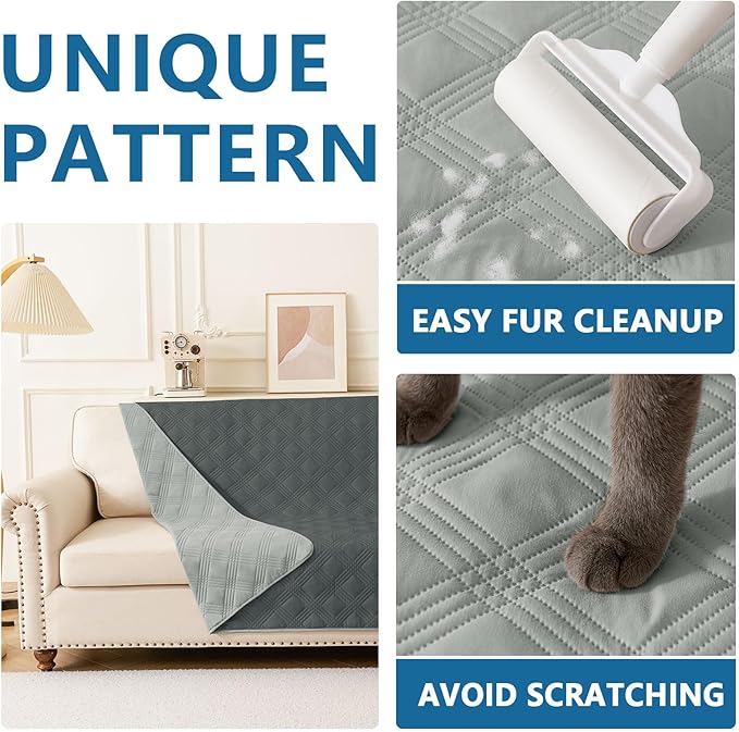 hyha Waterproof Dog Blanket, Reversible Pet Bed Blanket, Soft Sofa Couch Cover for Dogs Washable, Waterproof Pet Couch Covers for Sofa Puppy Cats Furniture Protector(52"x82", Grey/Dark Grey)