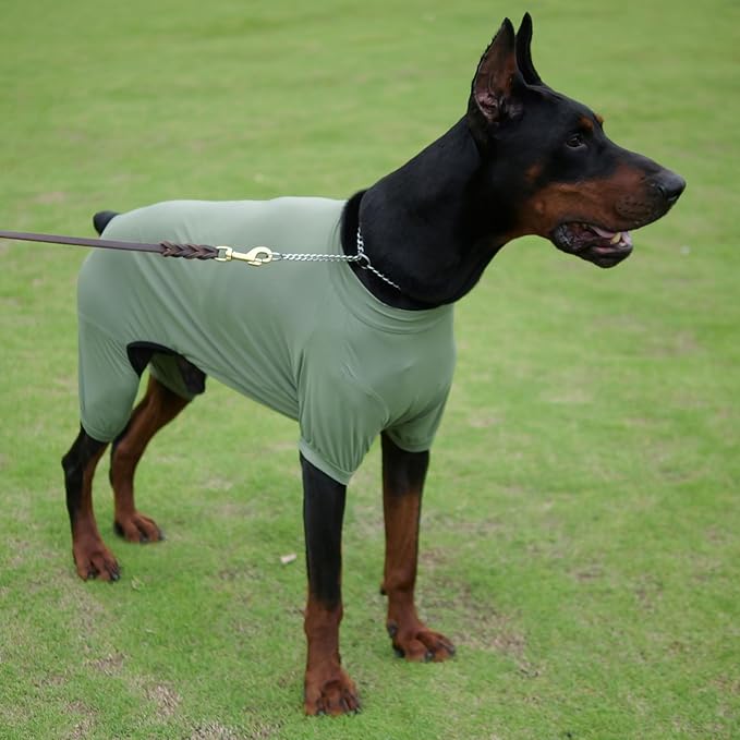 LoveLongLong Dog Jumpsuit with UV Protection and Quick-Dry Fabric for Spring Summer Pet Pajamas Army Green S