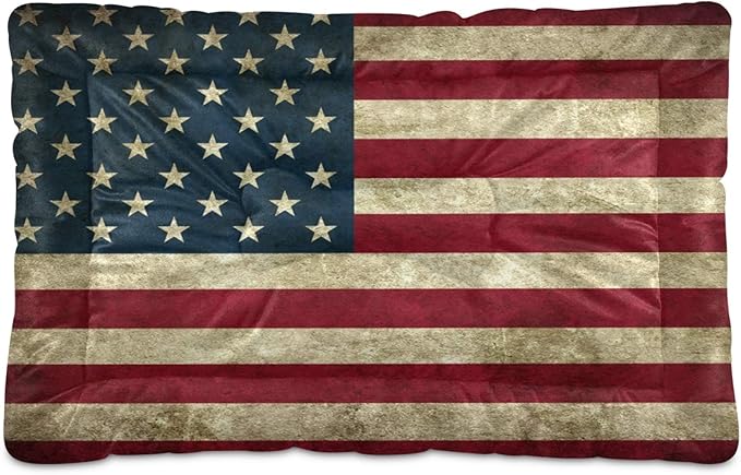 Vintage American Flag Pet Bed, Comfortable Bed Mat for Cat and Small Medium Dogs Puppy, 24x36in
