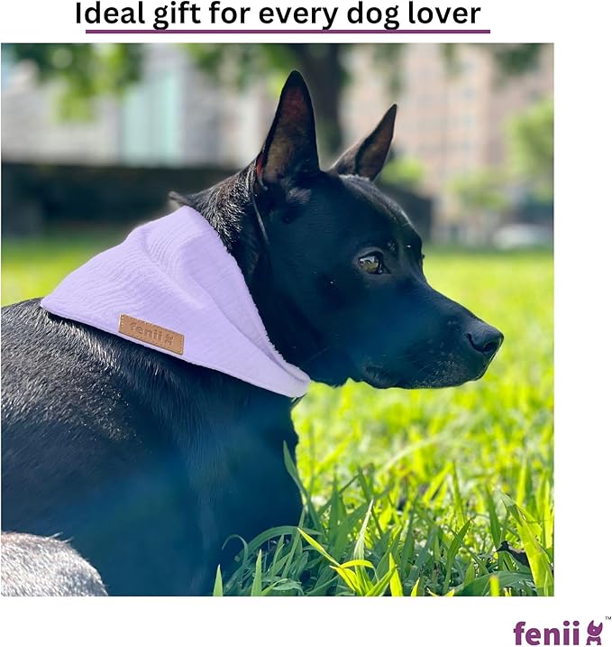 Premium Cotton Dog Bandanas - 2 Pack - Adjustable Fit - Washable - for Small, Medium & Large Breeds - Girl & Boy Dog Accessories - Multiple Sizes (Ocean Blue & Lavender Mist, Large)