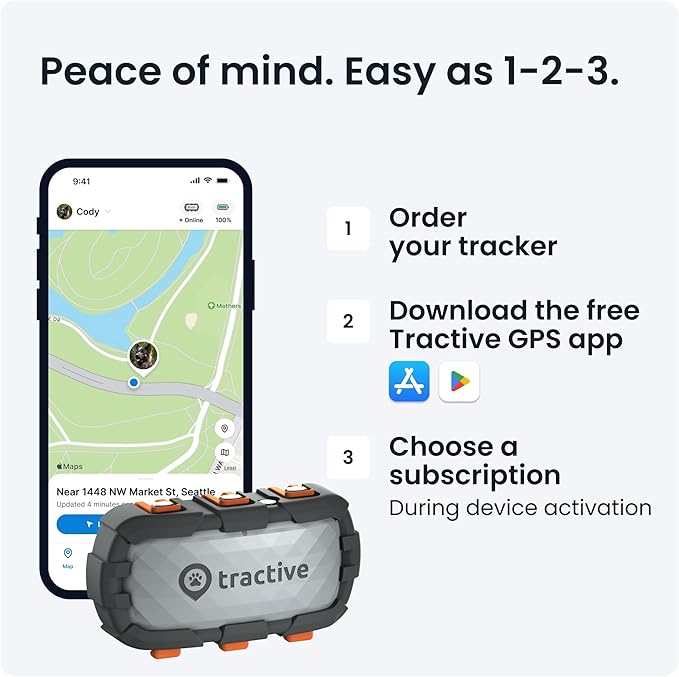 Tractive XL GPS Dog Tracker (50 lbs+) | Real-time Pet Location Tracker | Health & Wellness Alerts | Virtual Fence for Dogs | Dog Collar Attachment (Adventure Edition)