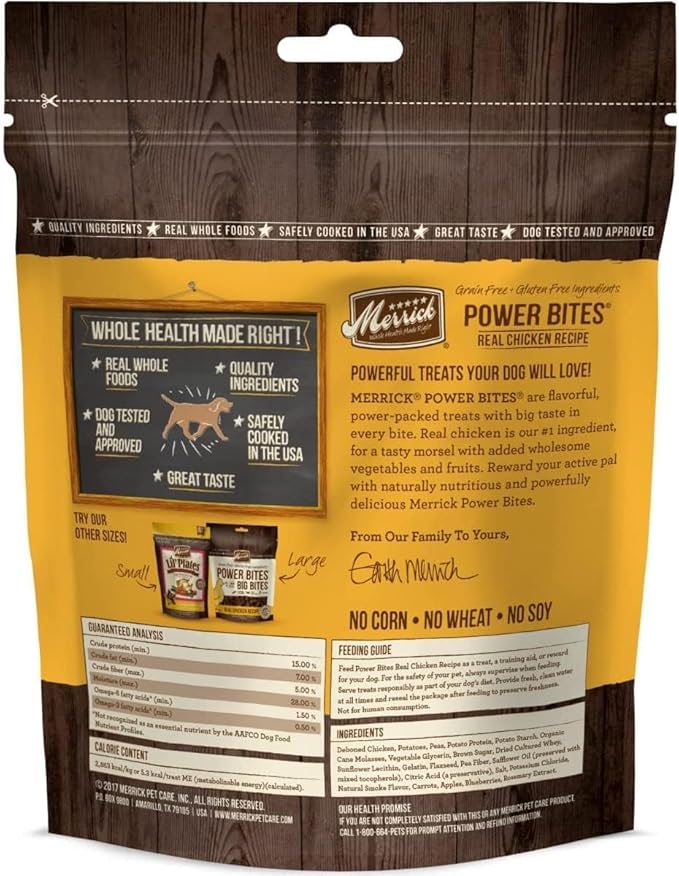 Aurora Pet Variety Pack (4) Power Bites Grain Free Dog Treats [Chicken, Beef, Turducken, Salmon] 6-oz Each with AuroraPet Wipes