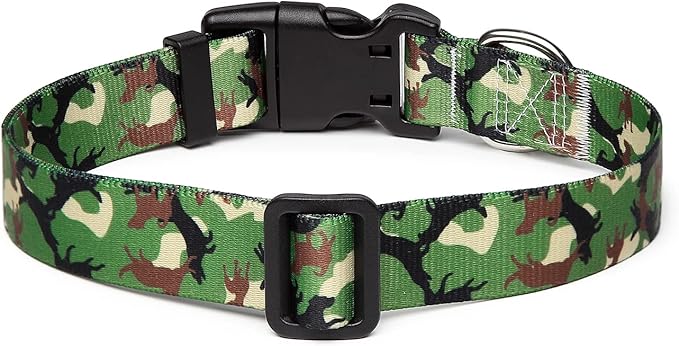 Adjustable Dog Collar with Patterns, Ultra Comfy Soft Nylon Breathable Pet Collar for Small Medium Large Dogs (M, Dog Camouflage Green)