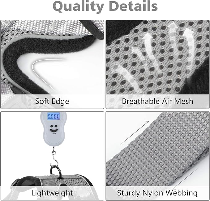 Dooradar Cat Harness and Leash Set, Escape Proof Safe Adjustable Kitten Vest Harnesses for Walking, Easy Control Soft Breathable Mesh Jacket with Reflective Strips for Cats, Grey, XS