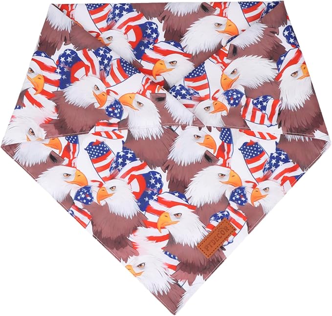 PTDECOR American Flag Dog Bandana Reversible Triangle Patriotic Pet Scarf 4th of July Dog Bandanas for Large and Extra Large Dogs Pets (Red, X-Large)