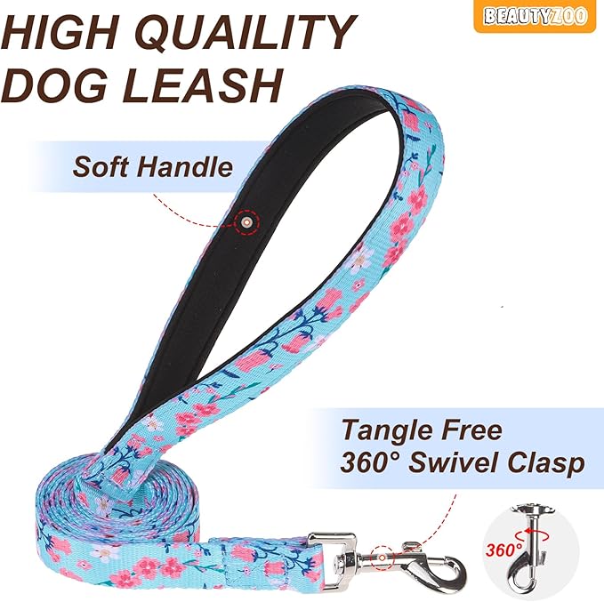 BEAUTYZOO No Pull Dog Harness Small, Adjustable Dog Harness and Leash Set -Easy Wearing with 3 Buckles/Control Handle,No Choke Soft Padded Reflective Pet Vest for Training Walking Hiking,Blue S