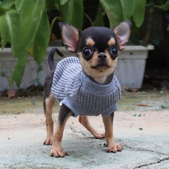 LOPHIPETS Lightweight Dog Sweaters for Puppy Small Dogs Puppy Chihuahua Yorkie Clothes-Gray/XS