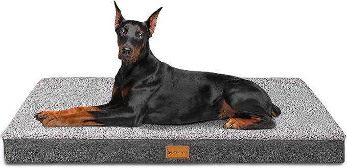 Patas Lague Orthopedic Jumbo Dog Bed for Extra Large Dogs 56''X40'', Soft Comfortable Waterproof Egg Crate Foam Jumbo Pet Beds Mat with Removable Washable Cover, Grey