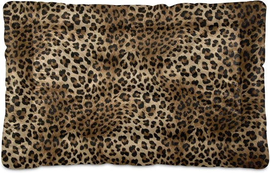 Vintage Leopard Print Dog & Cat Bed, Comfortable Pet Bed, Ultra Soft Calming for Small to Large Dogs, 36" x 24