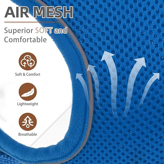 PUPTECK Dog Harness and Leash Set for Small Medium Dogs No Pull, Soft Mesh Adjustable Puppy Cat Harness Reflective at Night, Deep Blue XS