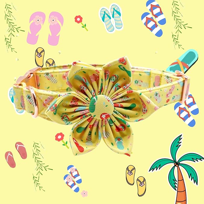 Elegant Little Tail Girl Dog Collar with Flower - Summer Flower Collar for Small, Medium, Large Dogs