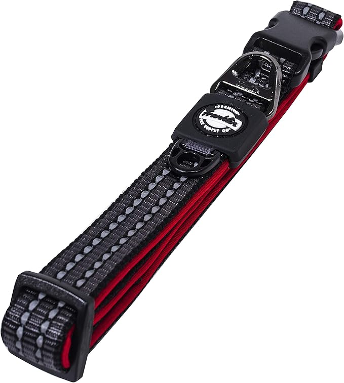 Franklin Pet Supply Co. - Nylon Dog Collar - Reflective Comfort - Fit - Neoprene - Adjustable- Small- Medium - Large - Puppy - Dog - Cat- Easy Clip