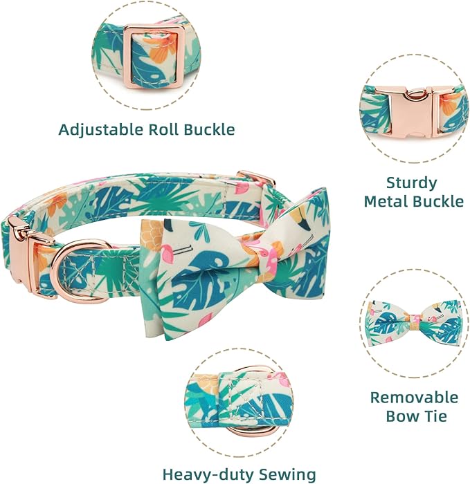 Adjustable Bow Tie Dog Collar Printed Cute Patterns Spring Summer Soft Pet Collars for Small Medium Large Dogs
