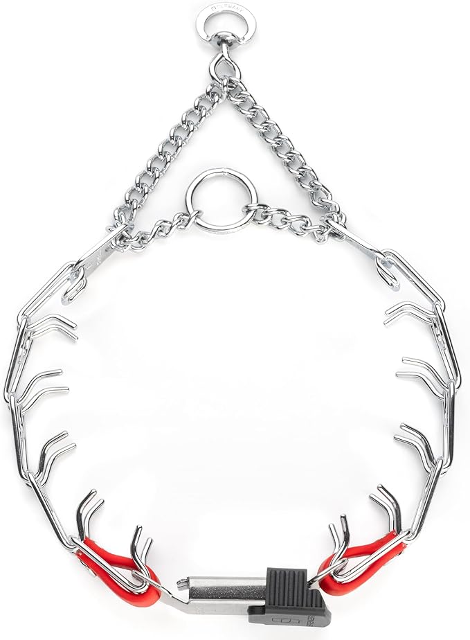 Herm Sprenger Chrome Plated Steel Dog Collar with Quick Release ClicLock Buckle and Biothane Insert Training Collar for Dogs Made in Germany (Cherry Red, 16in x 2.25mm(Neck Size up to 13-14in))