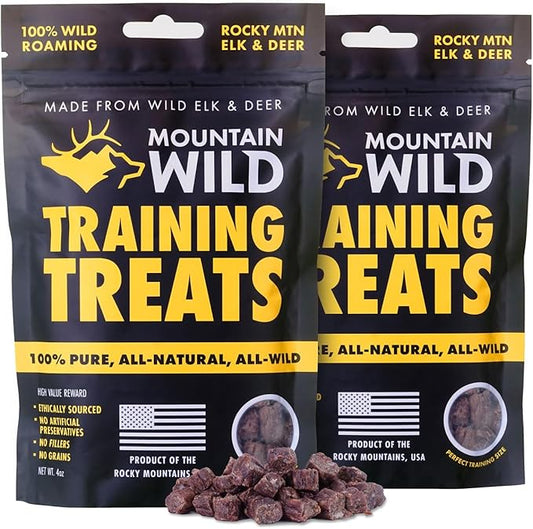Training Treat Nibs for Dogs, Elk & Deer Protein, Rewards for Effective Dog Training, All Natural, No Fillers, No Artificial Preservatives, for Puppies (4 Ounce, 2, Count)