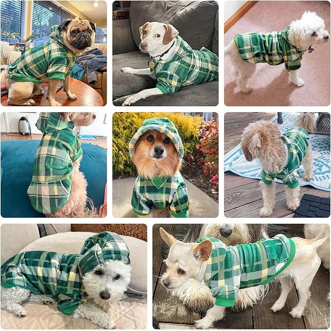 BEAUTYZOO Plaid Dog Hoodie - Soft & Warm British Style Sweater with Leash Hole, Perfect for Small to Large Dogs, Cold Weather Coat for Puppy Girls & Boys