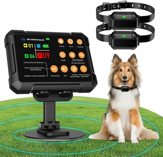 Wireless Fence For Dogs, Dog Training, Forbidden Zone, 3-in-1 Precise Radar Wireless Fence System Up to 1 Acre, Real-Time Distance Monitoring, Indoors & Outdoors, Medium to Large Dogs 20-110lbs