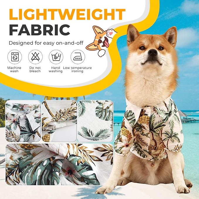 Dog Shirt Hawaiian Dog and Cat Summer T-Shirts Dog Style Floral Breathable Cool Clothes Hawaiian Shirts for Dogs and Cats Owner and Pet Shirts are Sold Separately