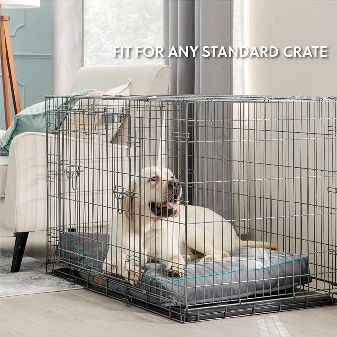 Bedsure Waterproof Dog Beds for Large Dogs - 4 Inch Thicken Up to 80lbs Pet Mat Pillows with Removable Washable Cover, Grey